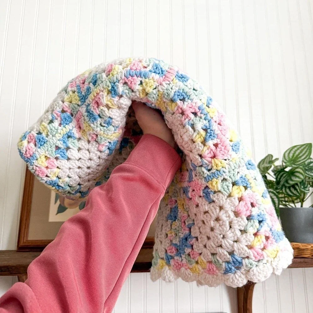 Handknit Colorful Crochet Blanket